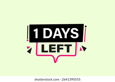 1 days left, sale countdown vector symbol, clock, time,  background, template 1 days left, countdown, sticker, left banner, business, sale, label button
