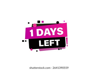 1 days left, sale countdown vector symbol, clock, time,  background, template 1 days left, countdown, sticker, left banner, business, sale, label button
