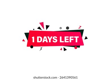 1 days left, sale countdown vector symbol, clock, time,  background, template 1 days left, countdown, sticker, left banner, business, sale, label button
