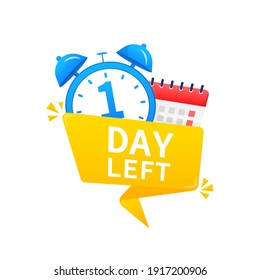 1 Days Left Timer Calendar Icon Stock Vector (Royalty Free) 1917200906 ...