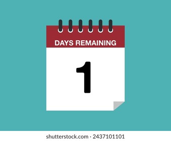 1 days remaining. Remaining calendar days, time counter