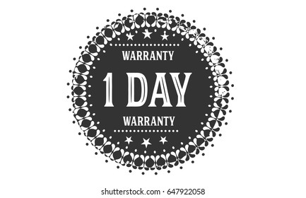 1 days warranty icon vector vintage grunge guarantee background