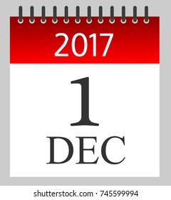 1 December 2017 - Daily Calendar- illustration - Vector
