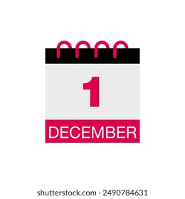 1 december calendar date icon vector eps