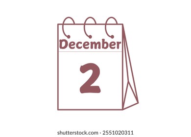 1 December calendar icon text page monthly web design on brown and white background vector, icon, or illustration with the month of December 1