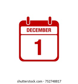 1 december calendar red icon