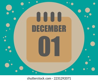 1 december calendar vector. Calendar icon for the month of December with circle. Banner for holidays and commemorative dates