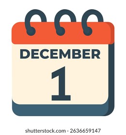 1 December vector on white background
Vector calendar with date