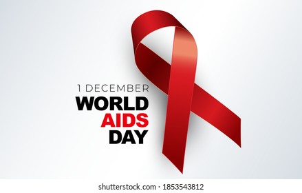 1 December World Aids Day Concept with Red Ribbon Sign. Vector illustration EPS10