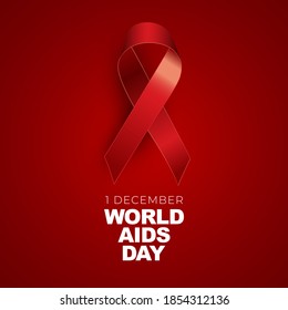 1 December World Aids Day Concept with Red Ribbon Sign. Vector illustration EPS10