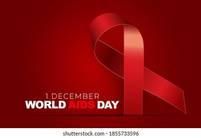 1 December World Aids Day Concept with Red Ribbon Sign. Vector illustration EPS10