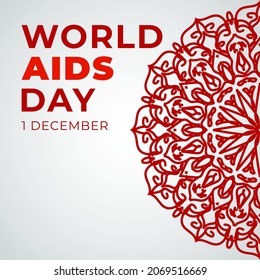1 December world aids day banner or card template and background with mandala. EPS 10