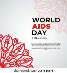 1 December world aids day banner or card template and background with mandala. EPS 10