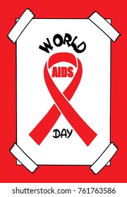 1 December, World AIDS Day illustration, Hand drawn art in vector cartoon style for card, poster, banner