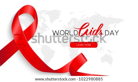 1 December World Aids day. 
Aids Awareness Red Ribbon. World Aids Day concept. Vector Illustration
