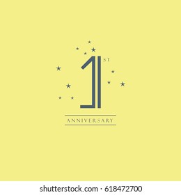 1 digit design anniversary vector icon template