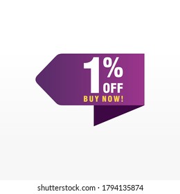 1 Rabatt, Vektor-Abzeichen für Labels, , Aufkleber, Banner, Tags, Web-Aufkleber, Neues Angebot. Discount-Origami-Zeichenbanner
