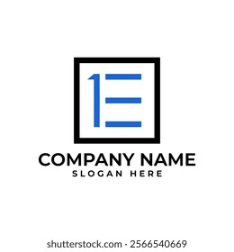 "1" and "E" combined in a unique and modern design. Blue color conveys trust and technology. Suitable for tech companies and businesses seeking a strong and professional brand identity