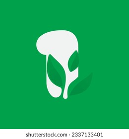 1 logotipo ecológico. Número uno con hojas verdes. Icono negativo de la agricultura espacial. Emblema foliage exuberante. Plantilla de vectores para la empresa de cultivo de semillas, afiches de verano, identidad de reciclaje de residuos, etiquetas de naturaleza.