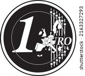 1 euro coin logo handmade silhouette