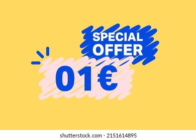 1 Euro OFF Sale Discount banner shape template. Super Sale Euro 1 Special offer badge end of the season sale coupon bubble icon. Modern concept design. Discount offer price tag vector illustration.