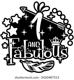 1 and fabulous black vector graphic design and cut file