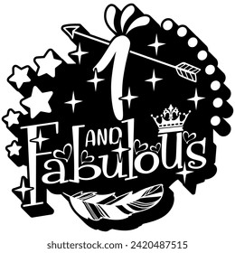 1 and fabulous black vector graphic design and cut file