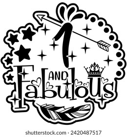 1 and fabulous black vector graphic design and cut file