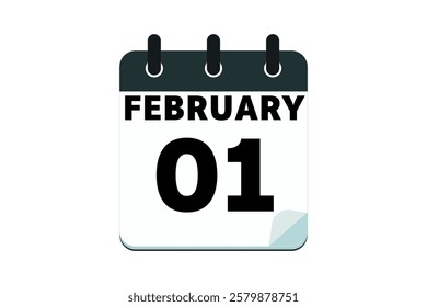 1 February calendar icon text page monthly web design on red, black deep green and white background vector, icon, or illustration with the month of February 1