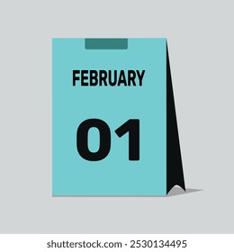 1 february calendar icon vector date number month design background.