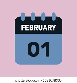 1 february calendar icon vector graphic design web page.