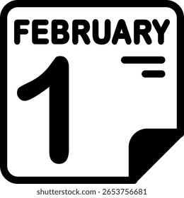 Calendario del 1 de febrero Icono minimalista semisólido