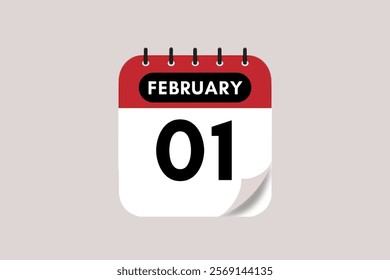 1 February month single day vector, illustration, calendar with maroon, rose and white color background calendar February 1