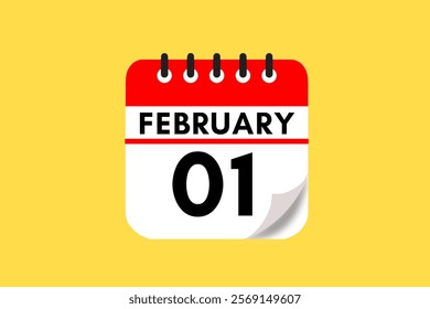 1 February month single day vector, illustration, calendar with maroon, rose and white color background calendar February 1