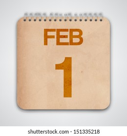 1 February on Old Notebook Vector 