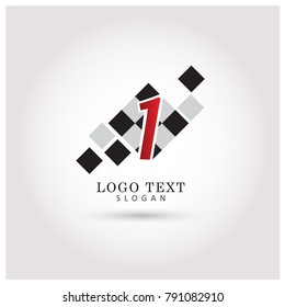 1 & First Logo. Symbol & Icon Vector Template.