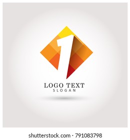 1 & First Logo. Symbol & Icon Vector Template.