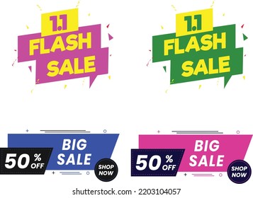 1 Flash Sale Banner Big Sale 50 Off Vector sticker 