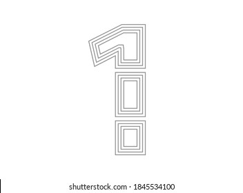 1 vector de número de fuente.  Letra de línea delgada y paralela estilizada condensada. Diseño de tipografía, monocromo delgado. Soldado sobre fondo blanco

