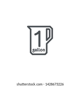 1 gal sign (mark) estimated volumes gallons. Vector symbol packaging, labels used in the US for prepacked foods, drinks different gallons and quarts. 1 gal vol single icon isolated on white background