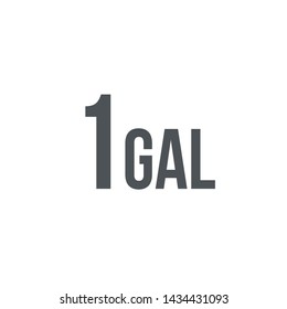 1 gal sign (mark) estimated volumes gallons. Vector symbol packaging, labels used in the US for prepacked foods, drinks different gallons and quarts. 1 gal vol single icon isolated on white background
