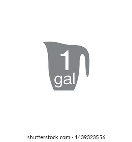 1 gal sign (mark) estimated volumes gallons. Vector symbol packaging, labels used in the US for prepacked foods, drinks different gallons and quarts. 1 gal vol single icon isolated on white background