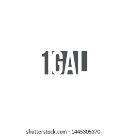 1 gal sign (mark) estimated volumes gallons. Vector symbol packaging, labels used in the US for prepacked foods, drinks different gallons and quarts. 1 gal vol single icon isolated on white background
