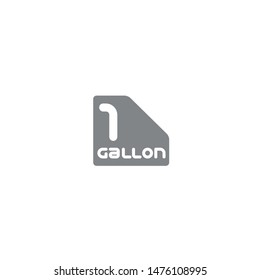 1 gal sign (mark) estimated volumes gallons. Vector symbol packaging, labels used in the US for prepacked foods, drinks different gallons and quarts. 1 gal vol single icon isolated on white background