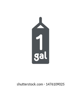 1 gal sign (mark) estimated volumes gallons. Vector symbol packaging, labels used in the US for prepacked foods, drinks different gallons and quarts. 1 gal vol single icon isolated on white background