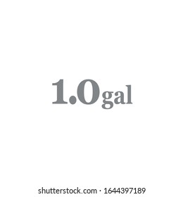 1 gal sign (mark) estimated volumes gallons. Vector symbol packaging, labels used in the US for prepacked foods, drinks different gallons and quarts. 1 gal vol single icon isolated on white background