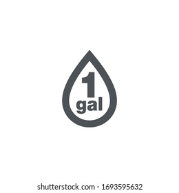 1 gal sign (mark) estimated volumes gallons. Vector symbol packaging, labels used in the US for prepacked foods, drinks different gallons and quarts. 1 gal vol single icon isolated on white background