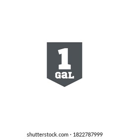 1 gal sign (mark) estimated volumes gallons. Vector symbol packaging, labels used in the US for prepacked foods, drinks different gallons and quarts. 1 gal vol single icon isolated on white background