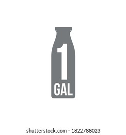 1 gal sign (mark) estimated volumes gallons. Vector symbol packaging, labels used in the US for prepacked foods, drinks different gallons and quarts. 1 gal vol single icon isolated on white background