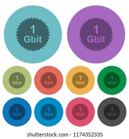 1 Gbit guarantee sticker darker flat icons on color round background